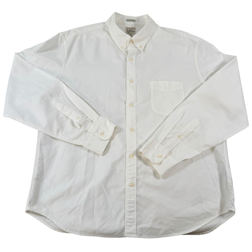 J.Crew Mens XL White American Pima Cotton Slim Untucked Button Down Shirt